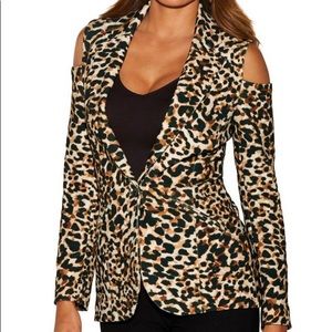Boston Proper Animal Print Cold Shoulder Blazer